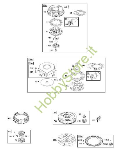 H - Volano, dispositivo di avviamento a riavvolgimento B&S - 28 €¦ 28M707-1194-E1 brand Stihl